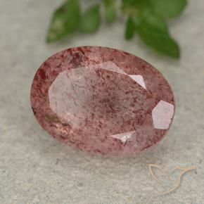 Cuarzo fresa Rosado medio natural de 5.89 ct, Ovalada, Translúcido