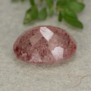 Cuarzo fresa Rosado medio natural de 5.89 ct, Ovalada, Translúcido
