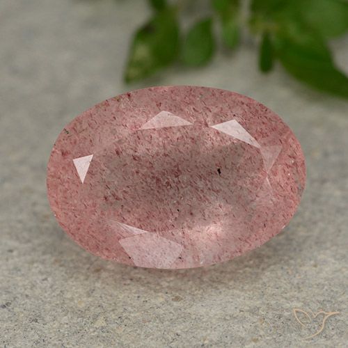 5.99ct Natural Rosado claro medio Cuarzo fresa, Ovalada, Translúcido