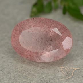 Cuarzo fresa Rosado claro medio natural de 5.99 ct, Ovalada, Translúcido