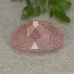 Cuarzo fresa Rosado claro medio natural de 5.99 ct, Ovalada, Translúcido