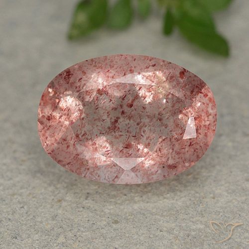 5.49ct Natural Rosado claro medio cuarzo fresa, Ovalada, Translúcido
