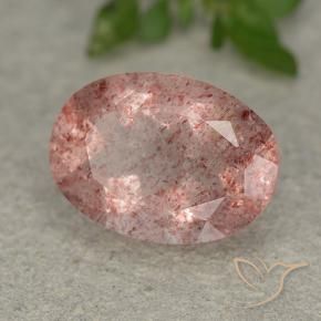 Cuarzo fresa Rosado claro medio natural de 5.49 ct, Ovalada, Translúcido