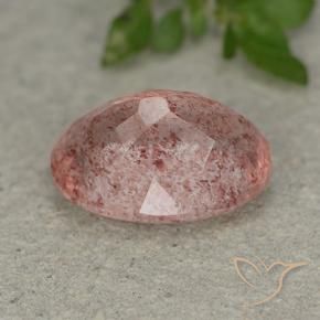 Cuarzo fresa Rosado claro medio natural de 5.49 ct, Ovalada, Translúcido