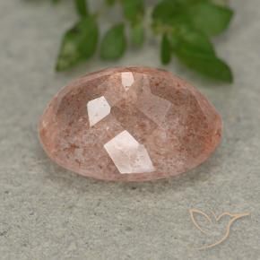 Cuarzo fresa Rosa durazno natural de 6.41 ct, Ovalada, Translúcido