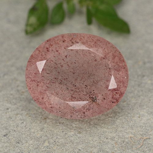 5.64ct Natural Rosado terroso cuarzo fresa, Ovalada, Translúcido