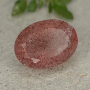 Cuarzo fresa Rosado medio natural de 6.45 ct, Ovalada, Translúcido