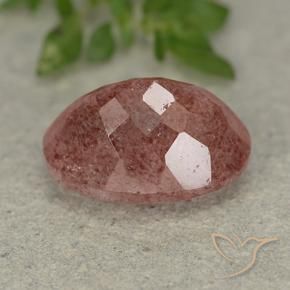Cuarzo fresa Rosado medio natural de 6.45 ct, Ovalada, Translúcido