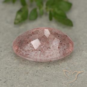 Cuarzo fresa Rosado claro natural de 4.94 ct, Ovalada, Translúcido