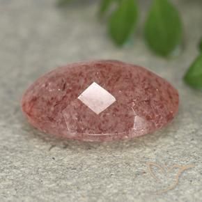 Cuarzo fresa Rosado medio natural de 4.65 ct, Ovalada, Translúcido