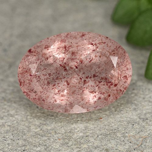5.17ct Natural Rosado claro medio cuarzo fresa, Ovalada, Translúcido