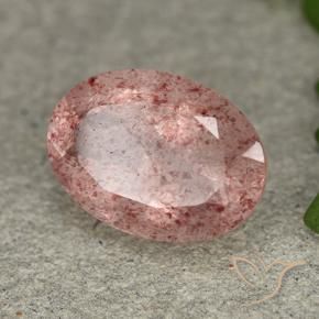 Cuarzo fresa Rosado claro medio natural de 5.17 ct, Ovalada, Translúcido