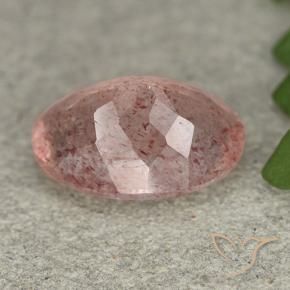 Cuarzo fresa Rosado claro medio natural de 5.17 ct, Ovalada, Translúcido