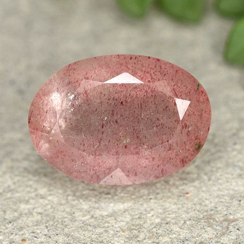 5.75ct Natural Rosado claro medio cuarzo fresa, Ovalada, Translúcido