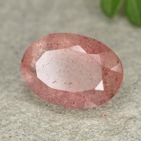 Cuarzo fresa Rosado claro medio natural de 5.75 ct, Ovalada, Translúcido