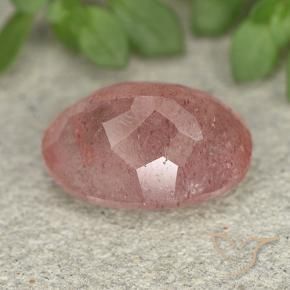Cuarzo fresa Rosado claro medio natural de 5.75 ct, Ovalada, Translúcido