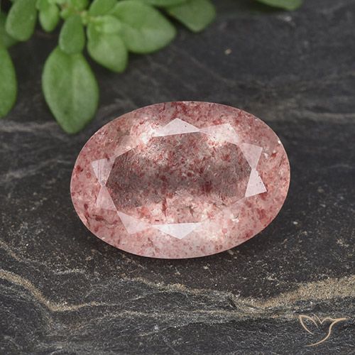 4.78ct Natural Rosado claro medio cuarzo fresa, Ovalada, Translúcido
