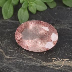 Cuarzo fresa Rosado claro medio natural de 4.78 ct, Ovalada, Translúcido