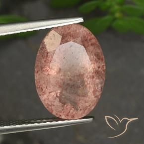 Cuarzo fresa Rosa rosado natural de 5.61 ct, Ovalada, Translúcido