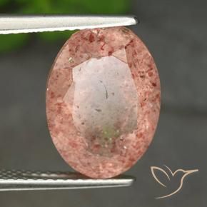 Cuarzo fresa Rosado terroso natural de 5.38 ct, Ovalada, Translúcido