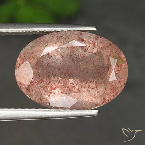 5.56ct Natural Naranja durazno cuarzo fresa, Ovalada, Translúcido