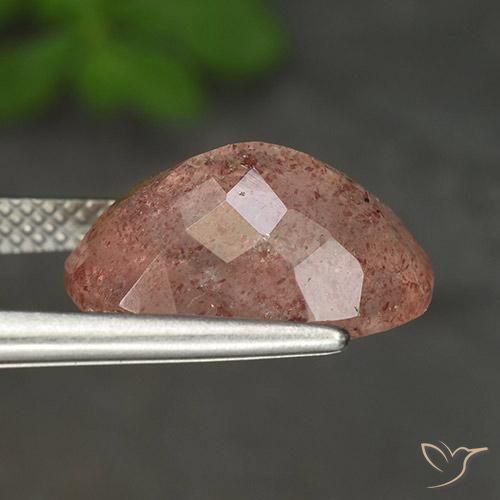 Cuarzo fresa Naranja durazno natural de 5.56 ct, Ovalada, Translúcido