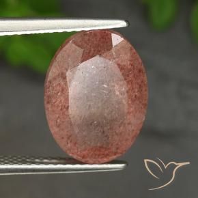 Cuarzo fresa Rosado medio natural de 5.50 ct, Ovalada, Translúcido