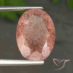 Cuarzo fresa Rosado medio natural de 4.93 ct, Ovalada, Translúcido