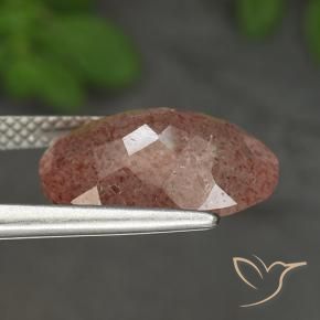 Cuarzo fresa Rosado medio natural de 4.93 ct, Ovalada, Translúcido