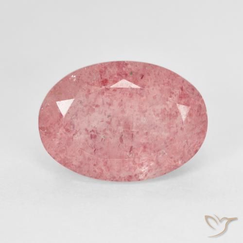 Cuarzo fresa Rosado medio natural de 6.39 ct, Ovalada, Translúcido