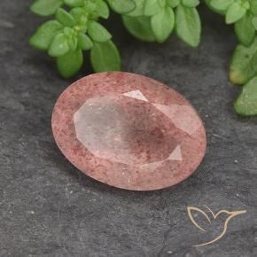 Cuarzo fresa Rosado claro natural de 5.87 ct, Ovalada, Translúcido