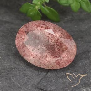 Cuarzo fresa Rosado frambuesa natural de 5.14 ct, Ovalada, Translúcido