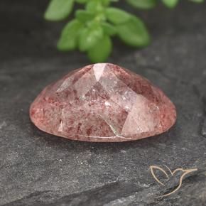 Cuarzo fresa Rosado frambuesa natural de 5.14 ct, Ovalada, Translúcido
