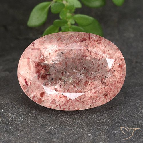 5.79ct Natural Rosado frambuesa cuarzo fresa, Ovalada, Translúcido