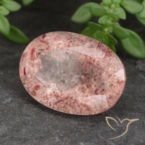 Cuarzo fresa Rosado frambuesa natural de 5.79 ct, Ovalada, Translúcido