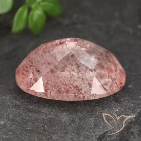Cuarzo fresa Rosado frambuesa natural de 5.79 ct, Ovalada, Translúcido