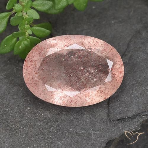 4.78ct Natural Rosado claro medio cuarzo fresa, Ovalada, Translúcido