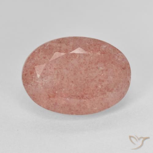 Cuarzo fresa Rosado medio natural de 6.68 ct, Ovalada, Translúcido