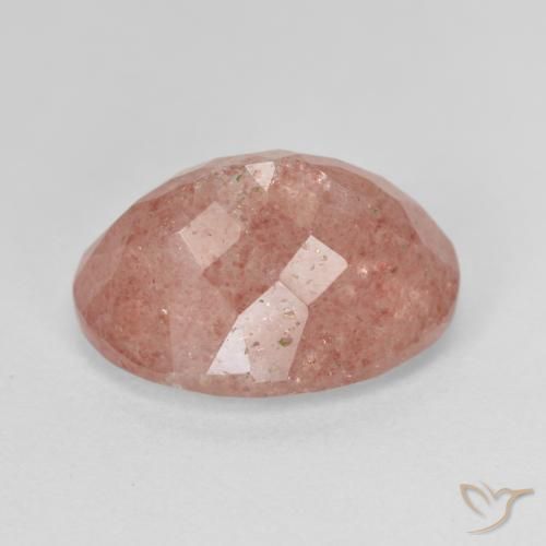Cuarzo fresa Rosado medio natural de 6.68 ct, Ovalada, Translúcido