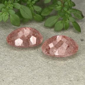 Gemas de Cuarzo Fresa Rosa rosado natural de 11.96 ct, Corte Óvalo, Translúcido