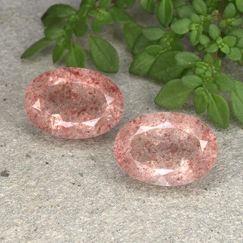 Gemas de cuarzo fresa rosa natural de 10,59 ct, corte óvalo, translúcido