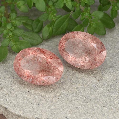 Gemas de cuarzo fresa rosa natural de 10,59 ct, corte óvalo, translúcido