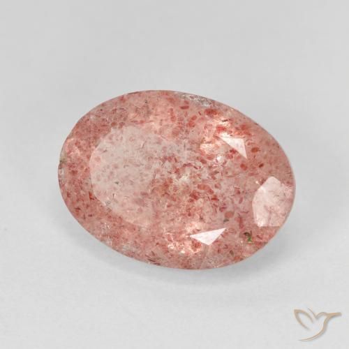 Cuarzo fresa Rosado medio natural de 5.36 ct, Ovalada, Translúcido