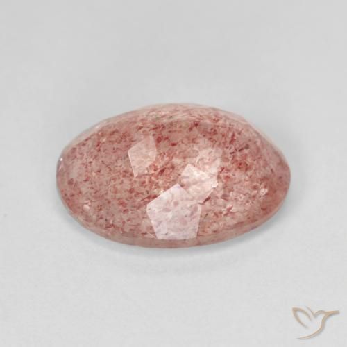 Cuarzo fresa Rosado medio natural de 5.36 ct, Ovalada, Translúcido