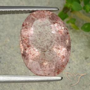 Cuarzo fresa Rosado terroso natural de 6.28 ct, Ovalada, Translúcido