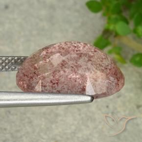 Cuarzo fresa Rosado terroso natural de 6.28 ct, Ovalada, Translúcido