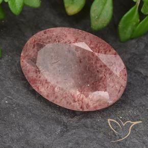 Cuarzo fresa Rosado medio natural de 4.75 ct, Ovalada, Translúcido