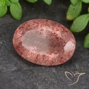 Cuarzo fresa Rosado medio natural de 5.52 ct, Ovalada, Translúcido