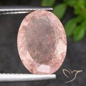 Cuarzo fresa Rosado flamingo natural de 4.72 ct, Ovalada, Translúcido
