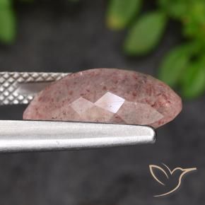 Cuarzo fresa Rosado flamingo natural de 4.72 ct, Ovalada, Translúcido